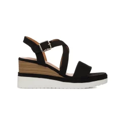 Sandali Zeppe Neri da Donna con Suola comoda e Tacco 7 cm P Soft