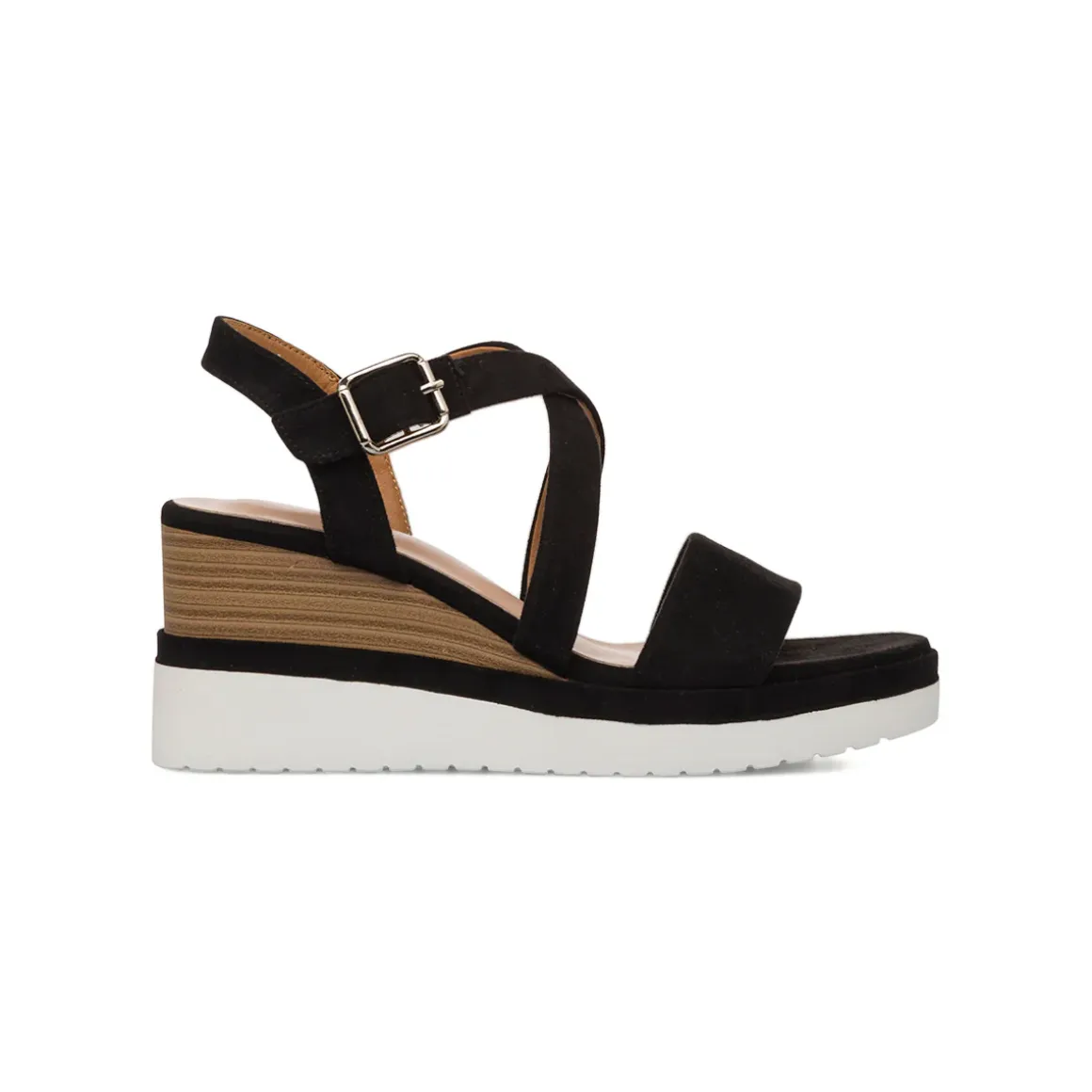 Sandali Zeppe Neri da Donna con Suola comoda e Tacco 7 cm P Soft