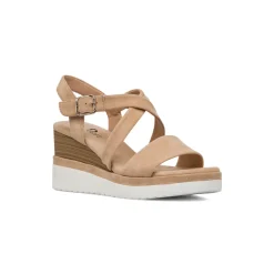 Sandali Zeppe Nude da Donna con tomaia Incrociata e Tacco 7 cm P Soft
