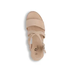 Sandali Zeppe Nude da Donna con tomaia Incrociata e Tacco 7 cm P Soft