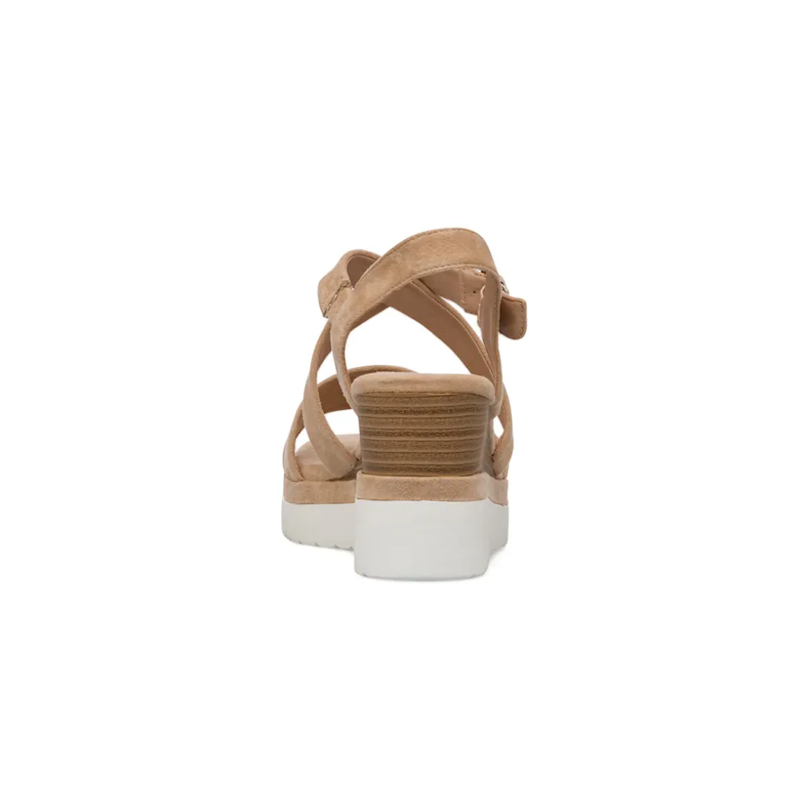 Sandali Zeppe Nude da Donna con tomaia Incrociata e Tacco 7 cm P Soft