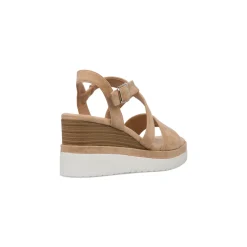 Sandali Zeppe Nude da Donna con tomaia Incrociata e Tacco 7 cm P Soft