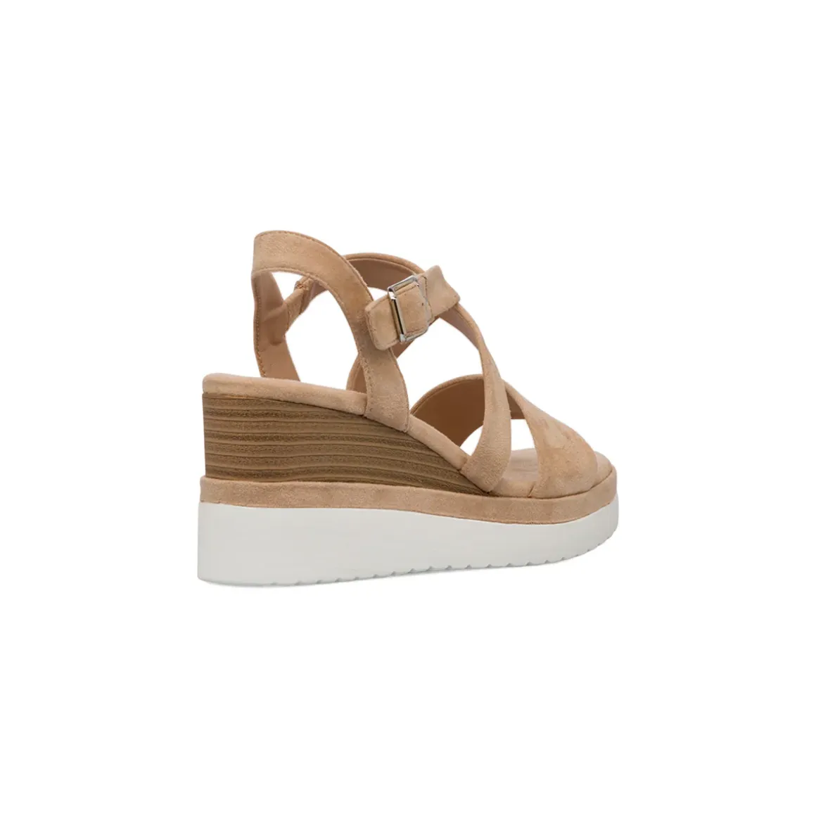 Sandali Zeppe Nude da Donna con tomaia Incrociata e Tacco 7 cm P Soft