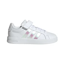 Scarpe Bambina Bianche con Strisce Iridescenti adidas Grand Court 3.0