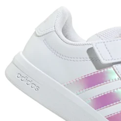 Scarpe Bambina Bianche con Strisce Iridescenti adidas Grand Court 3.0