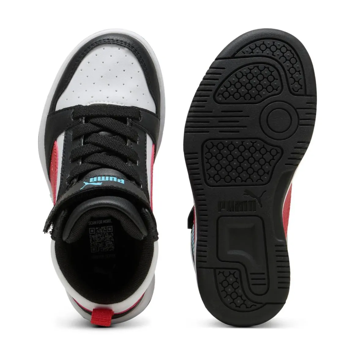 Scarpe Bambino Nere e Bianche Mid con Strappo Puma Rebound V6