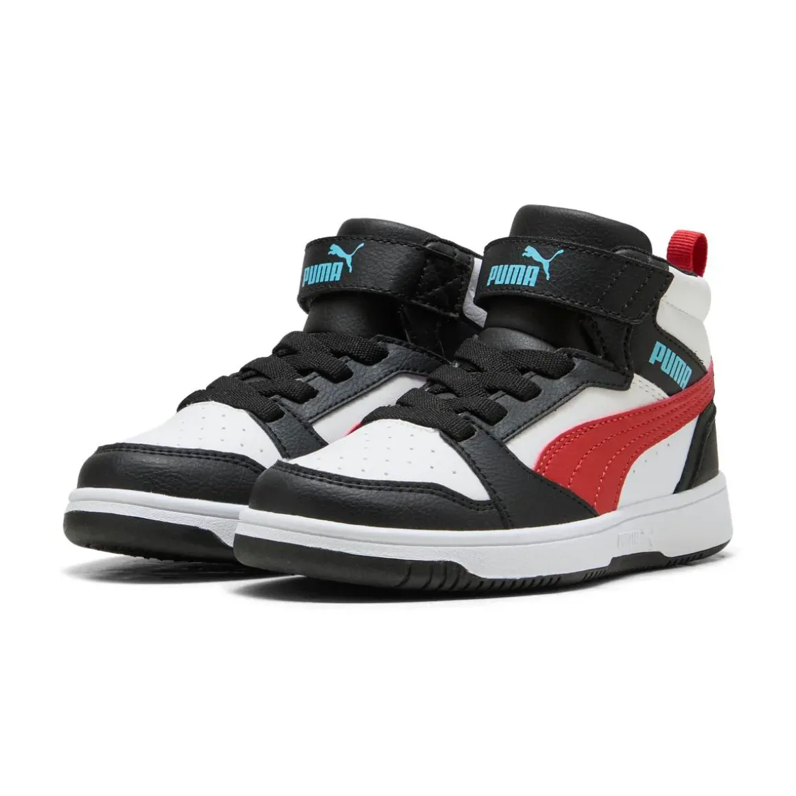 Scarpe Bambino Nere e Bianche Mid con Strappo Puma Rebound V6
