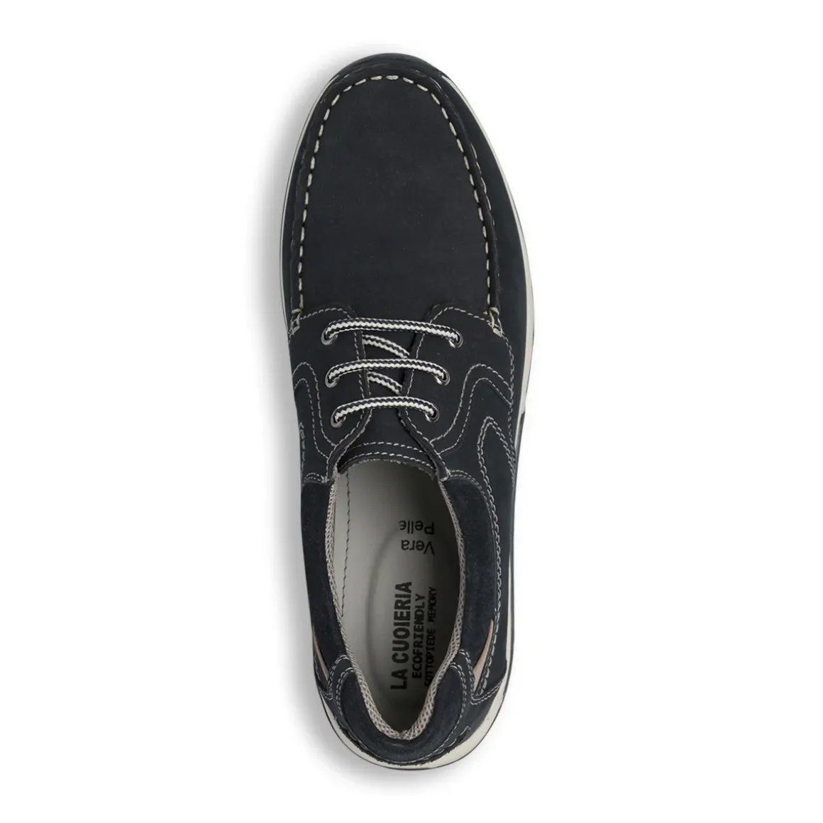 Scarpe casual da uomo blu con cuciture a contrasto La Cuoieria