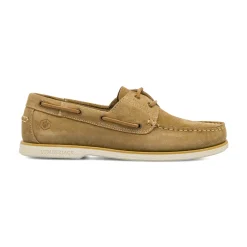 Scarpe da barca Beige Uomo con lacci ed effetto scamosciato Lumberjack