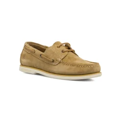 Scarpe da barca Beige Uomo con lacci ed effetto scamosciato Lumberjack