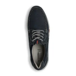 Scarpe da Barca blu in pelle con cuciture a vista da Uomo La Cuoieria