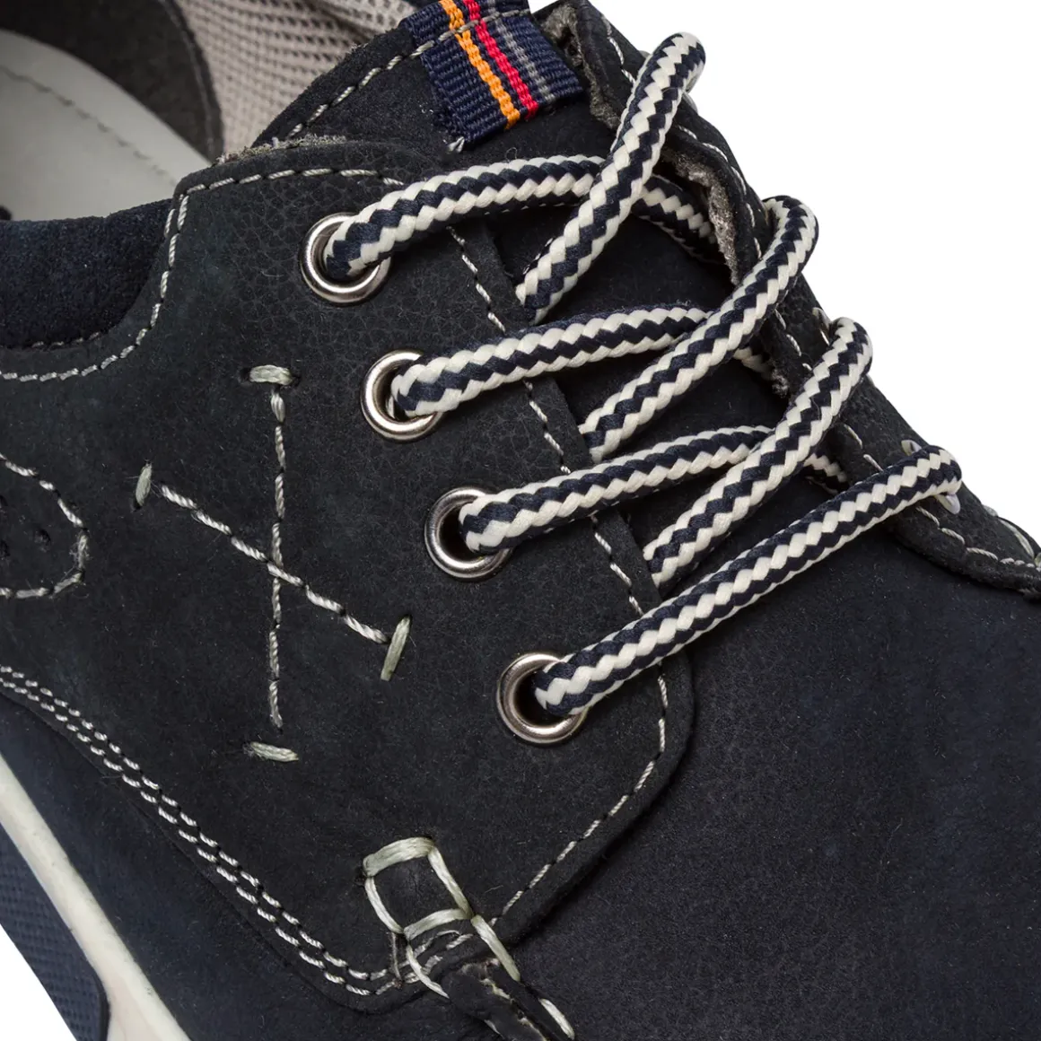 Scarpe da Barca blu in pelle con cuciture a vista da Uomo La Cuoieria
