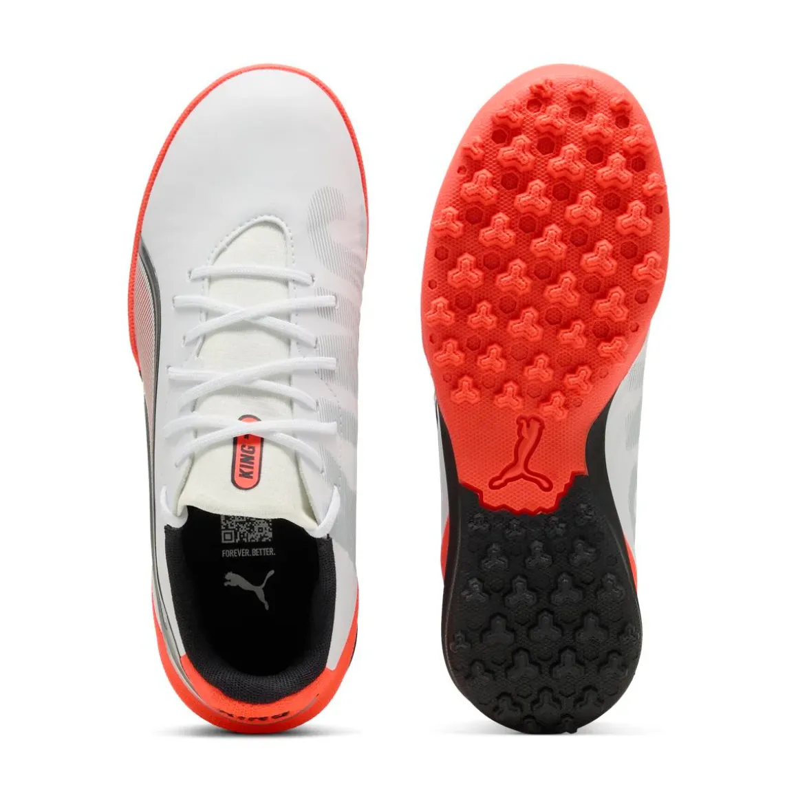 Scarpe da Calcetto bianche e arancioni Ragazzo Puma King Match TT