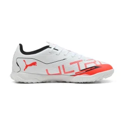 Scarpe da Calcetto da Uomo bianche con inserti in corallo Puma ULTRA 5 PLAY TT