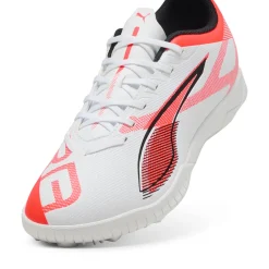 Scarpe da Calcetto da Uomo bianche con inserti in corallo Puma ULTRA 5 PLAY TT