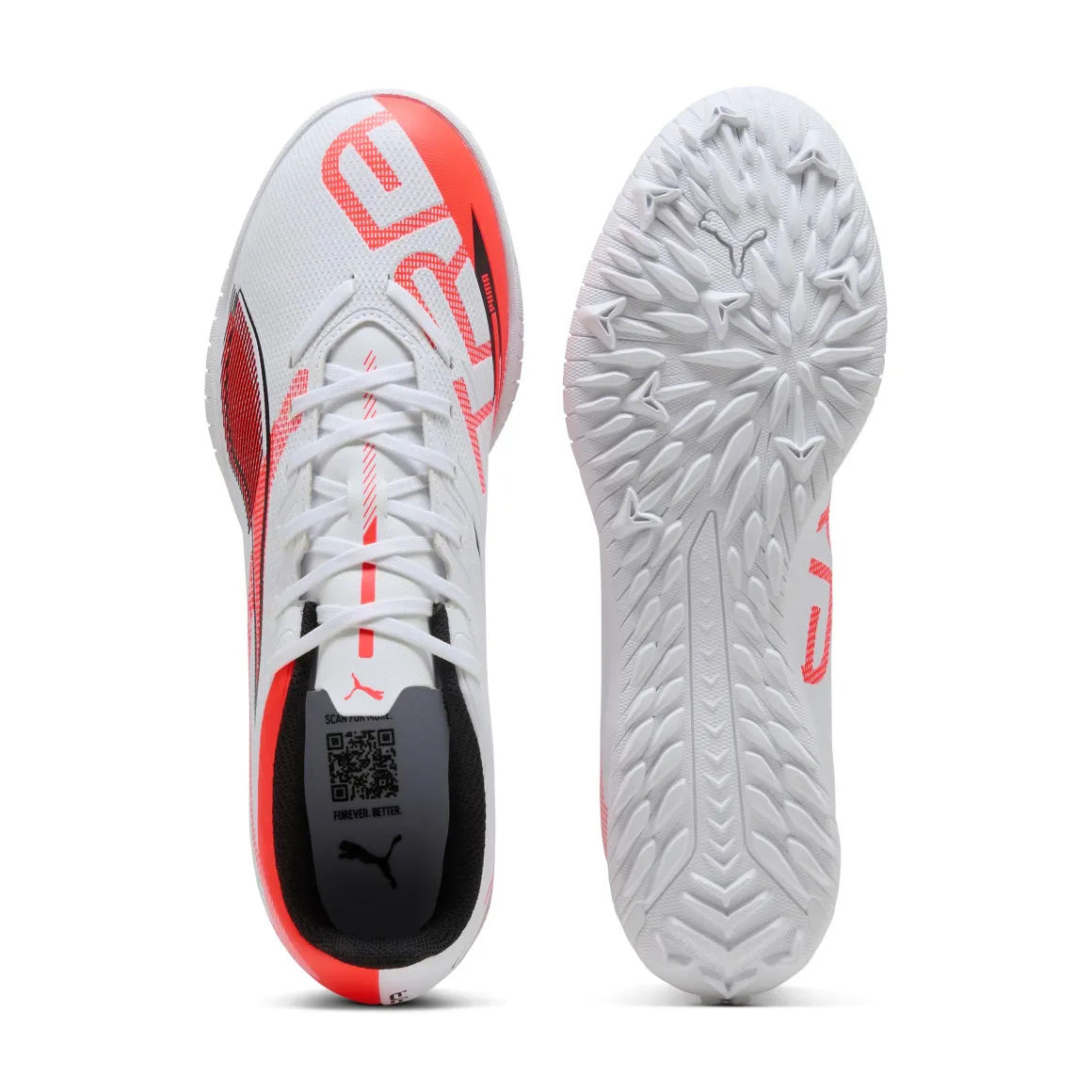 Scarpe da Calcetto da Uomo bianche con inserti in corallo Puma ULTRA 5 PLAY TT