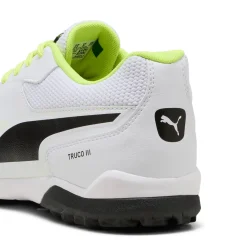 Scarpe da calcetto uomo bianche con dettagli neri e giallo fluo Puma Truco III TT