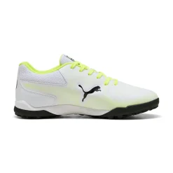 Scarpe da calcetto uomo bianche con dettagli neri e giallo fluo Puma Truco III TT