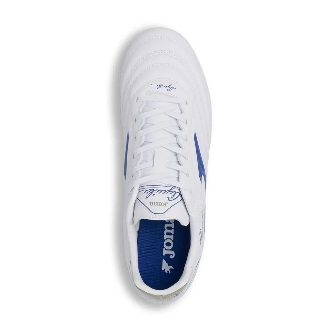 Scarpe da calcio bianche e blu da Uomo per terreni erbosi FG Joma