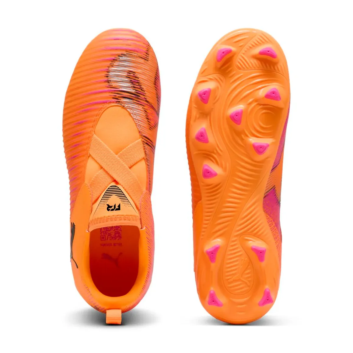 Scarpe da Calcio da ragazzo arancioni Puma slip-on Puma Future 8 FG/AG