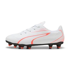 Scarpe da calcio da ragazzo bianche con logo arancione Puma Vitoria