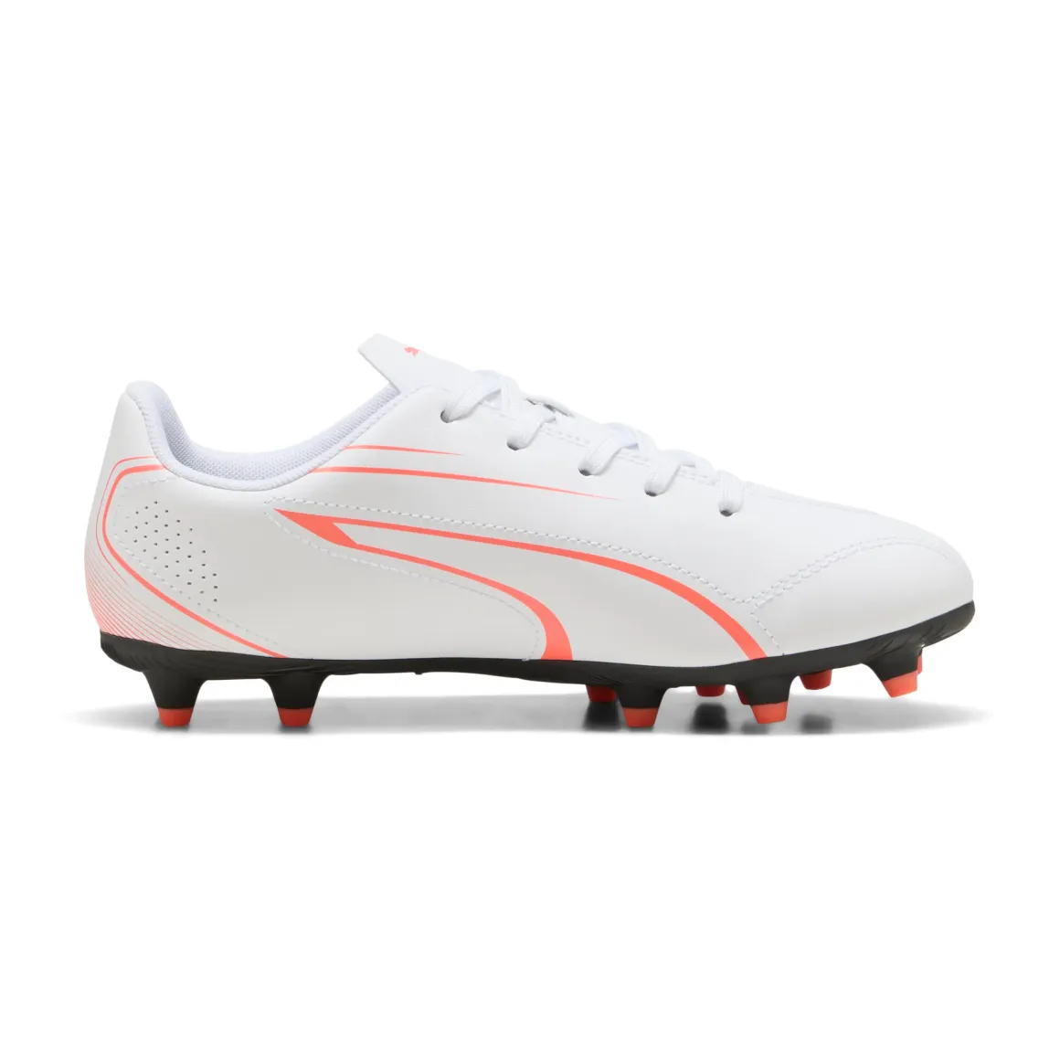 Scarpe da calcio da ragazzo bianche con logo arancione Puma Vitoria