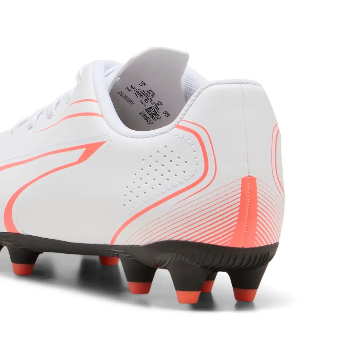 Scarpe da calcio da ragazzo bianche con logo arancione Puma Vitoria
