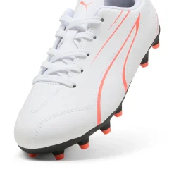 Scarpe da calcio da ragazzo bianche con logo arancione Puma Vitoria