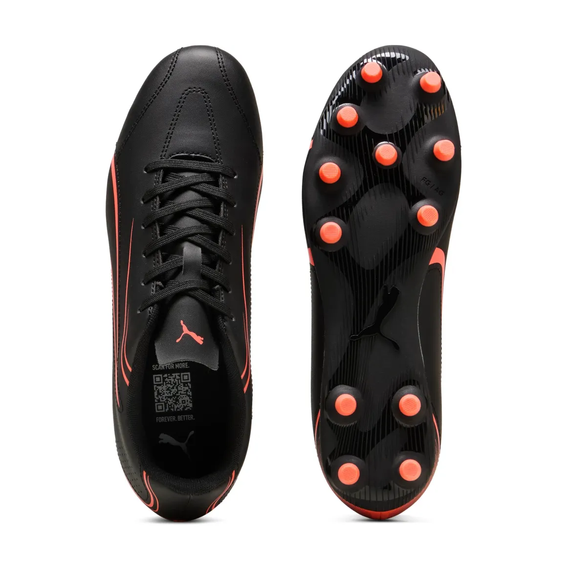 Scarpe da calcio da uomo Puma Vitoria nere con logo arancione