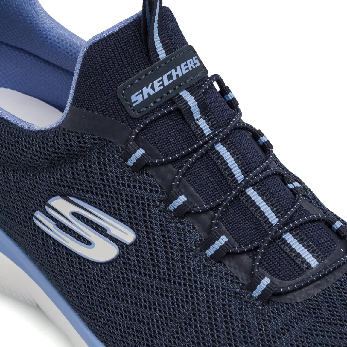 Scarpe da Donna blu in tessuto con lacci elastici Skechers Summits