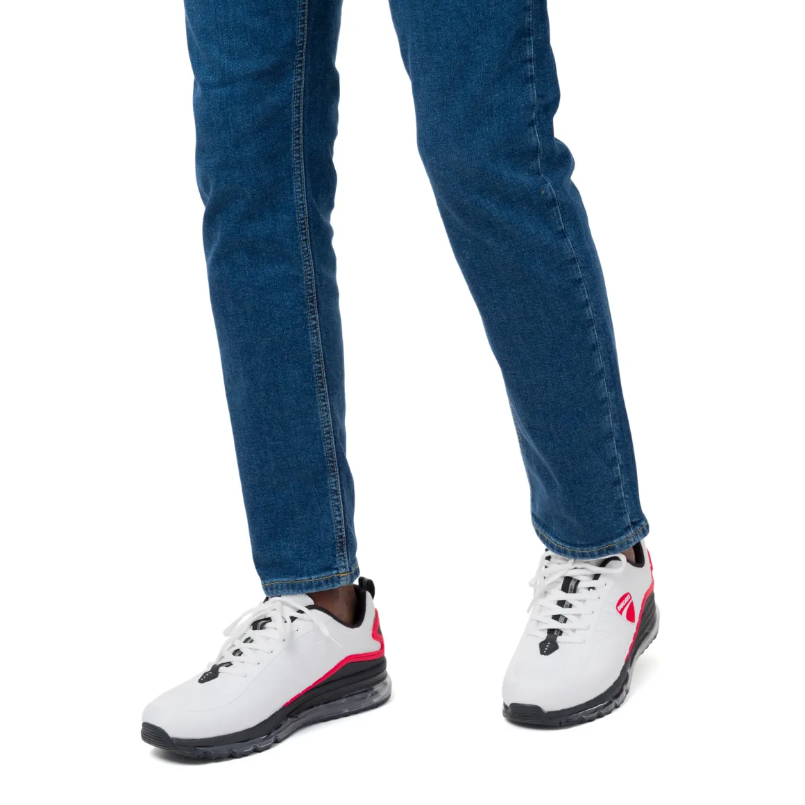 Scarpe da ginnastica bianche da Uomo con dettagli e logo Rosso Ducati