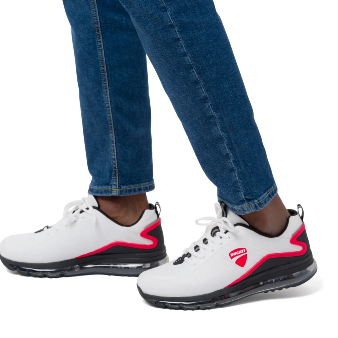Scarpe da ginnastica bianche da Uomo con dettagli e logo Rosso Ducati