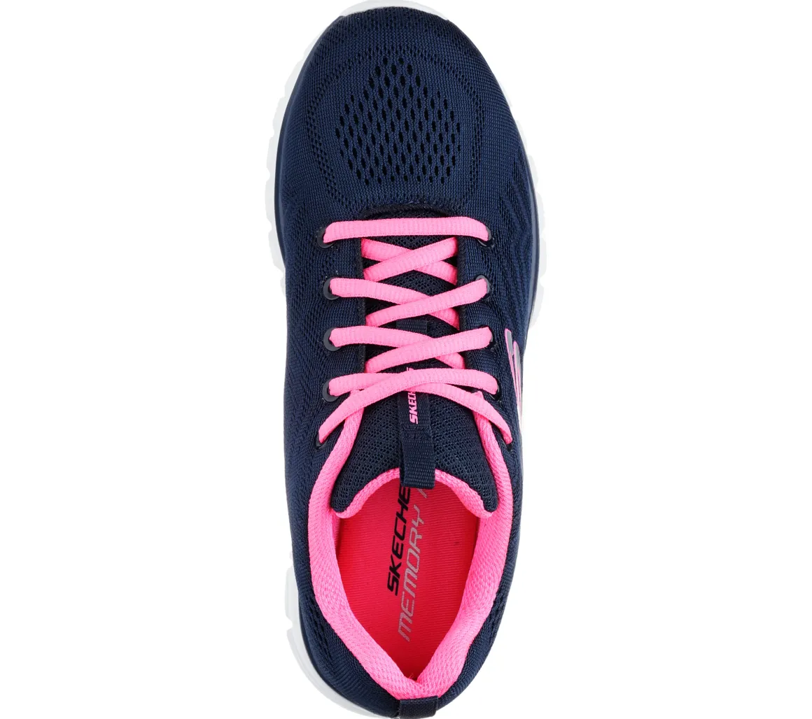 Scarpe da ginnastica blu e fucsia da donna in tessuto mesh con Pianta Larga Skechers Graceful