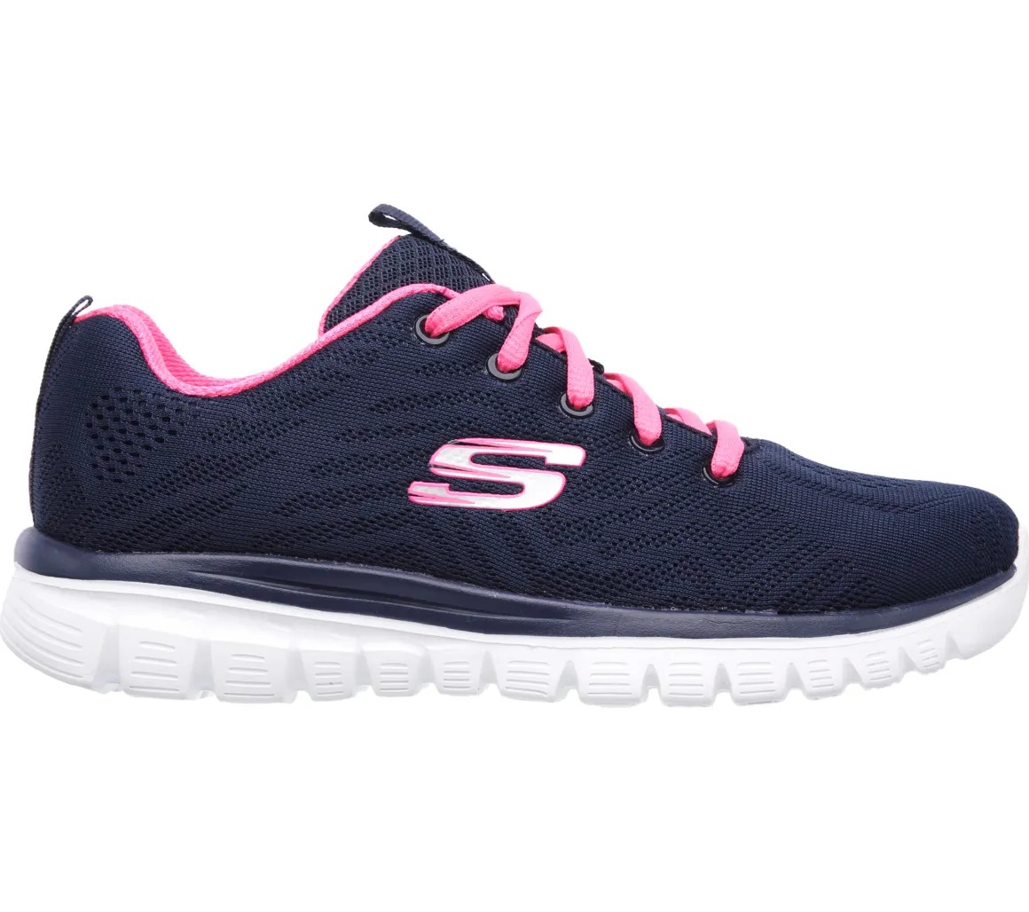 Scarpe da ginnastica blu e fucsia da donna in tessuto mesh con Pianta Larga Skechers Graceful
