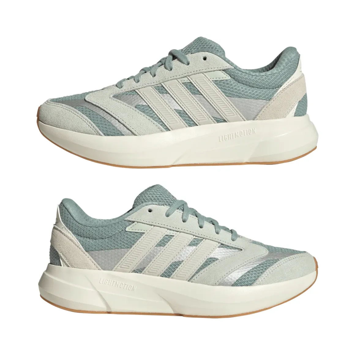 Scarpe da ginnastica da donna grigie con dettagli verde adidas LIGHTMOTION