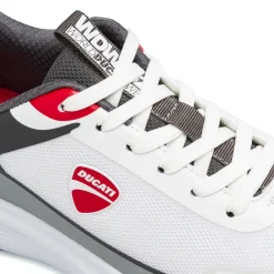 Scarpe da ginnastica da uomo bianche con logo rosso Ducati