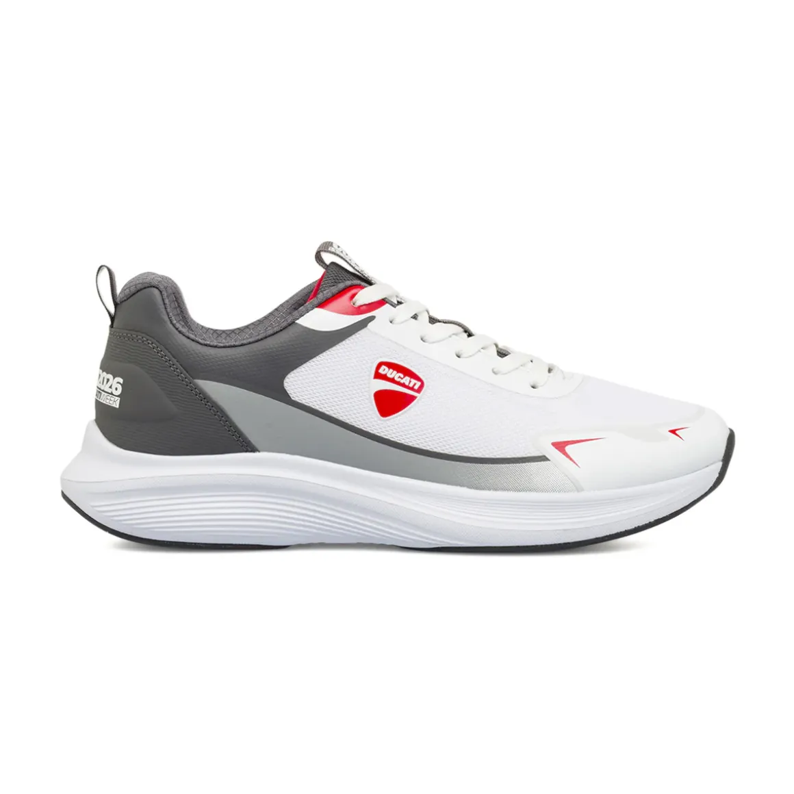 Scarpe da ginnastica da uomo bianche con logo rosso Ducati