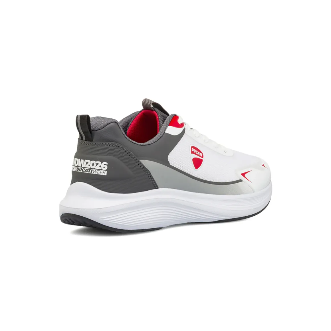 Scarpe da ginnastica da uomo bianche con logo rosso Ducati