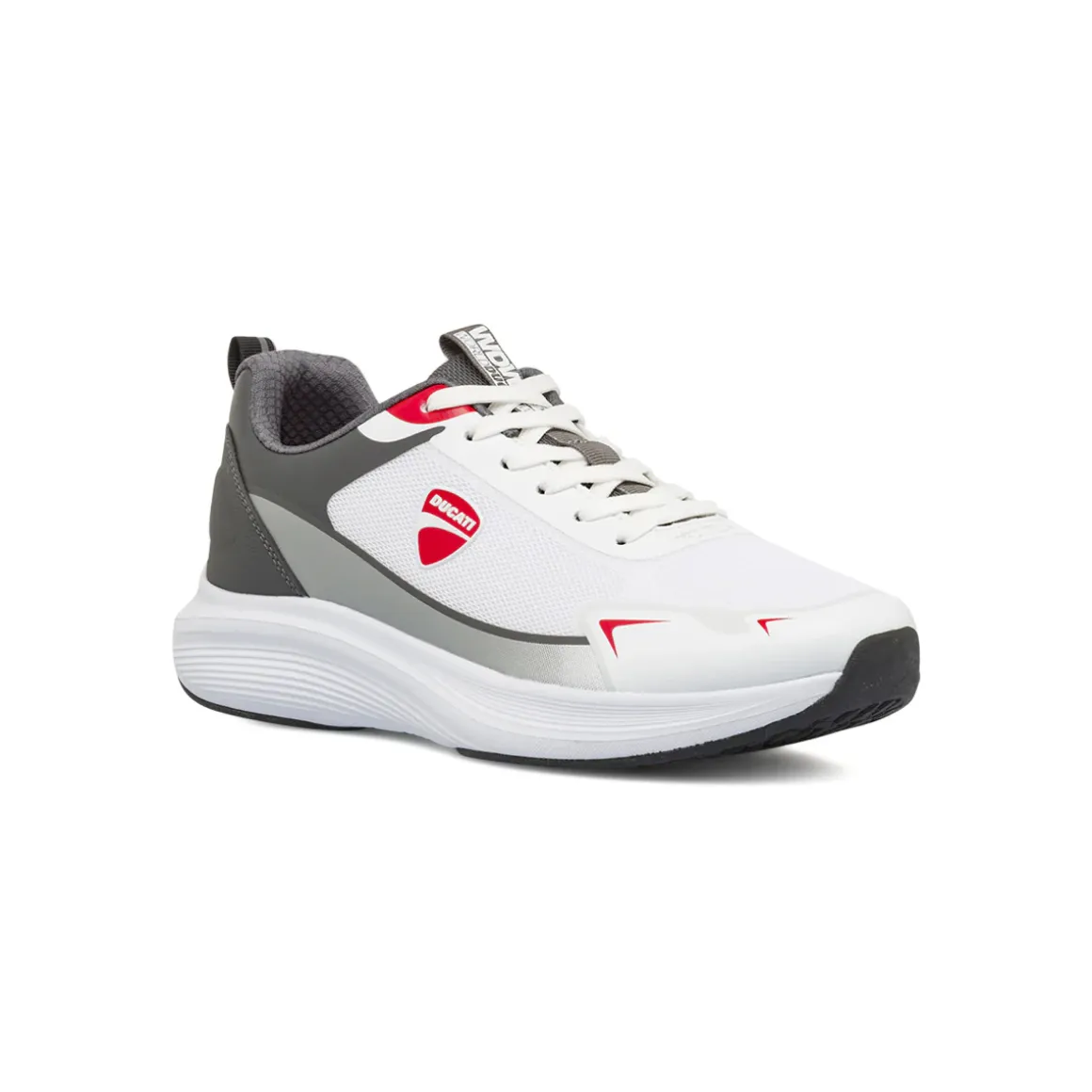 Scarpe da ginnastica da uomo bianche con logo rosso Ducati