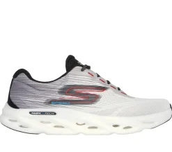 Scarpe da running bianche e grigie da uomo con ammortizzazione Hyper Burst Skechers GO RUN Swirl Tech Speed