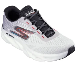 Scarpe da running bianche e grigie da uomo con ammortizzazione Hyper Burst Skechers GO RUN Swirl Tech Speed