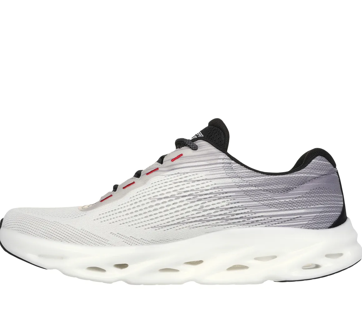 Scarpe da running bianche e grigie da uomo con ammortizzazione Hyper Burst Skechers GO RUN Swirl Tech Speed