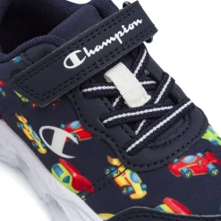 Scarpe primi passi Bambino blu con luci e strappo in velcro Champion