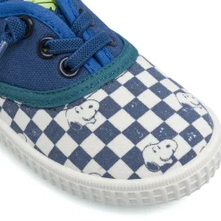 Scarpe primi passi Bambino blu a scacchiera Snoopy Peanuts Lumberjack