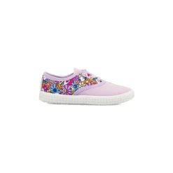 Scarpe primi passi da Bambina lilla in tela Snoopy Lumberjack