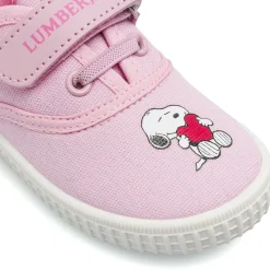 Scarpe primi passi rosa Bambina in tela con strappo Snoopy Lumberjack