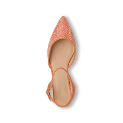 Scarpe slingback con tacco basso arancioni effetto rafia da Donna con cinturino Lora Ferres