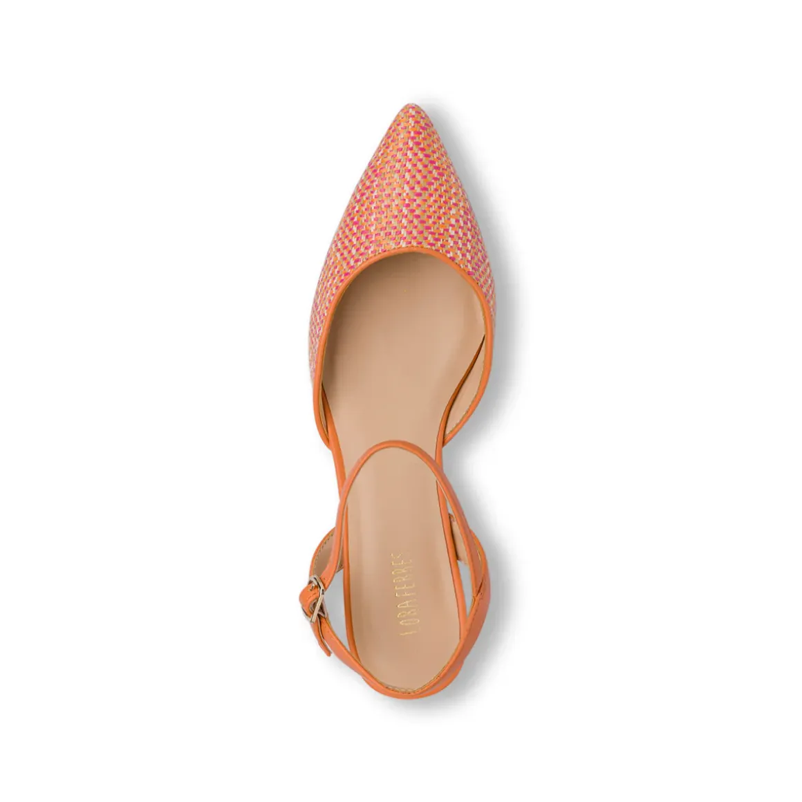 Scarpe slingback con tacco basso arancioni effetto rafia da Donna con cinturino Lora Ferres