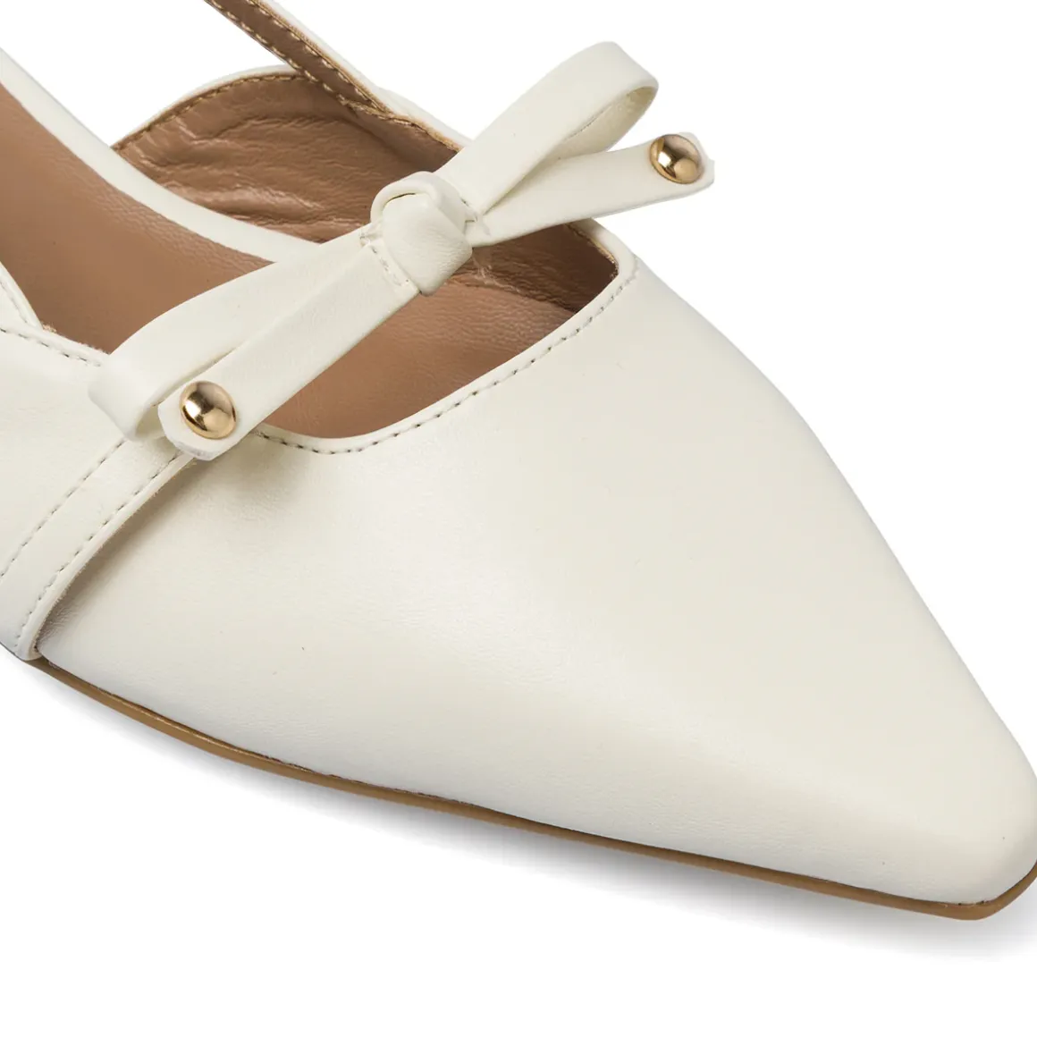 Scarpe slingback da Donna panna con fiocco e tacco basso Lora Ferres