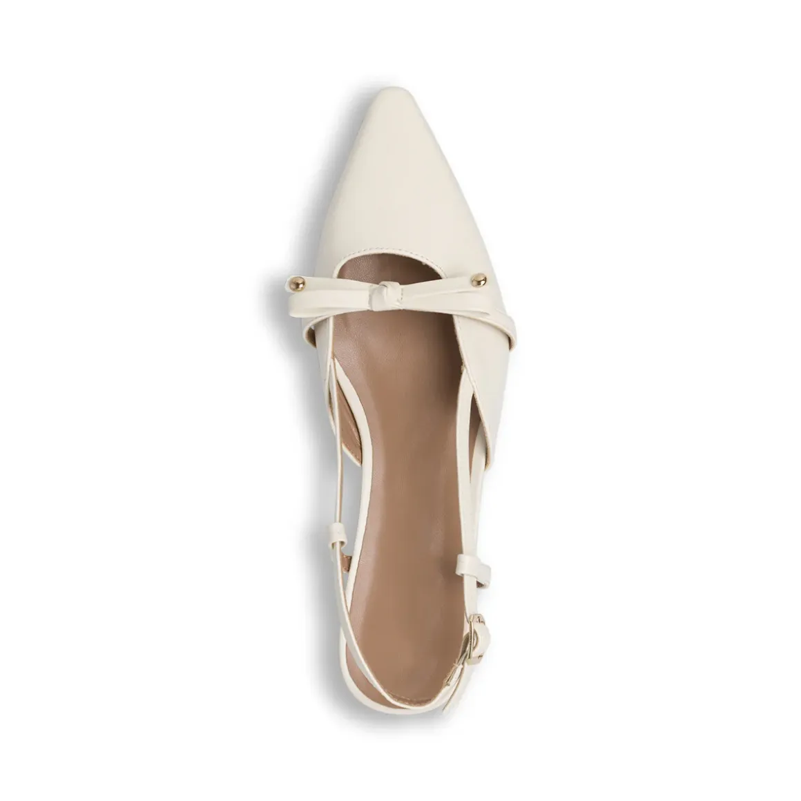 Scarpe slingback da Donna panna con fiocco e tacco basso Lora Ferres